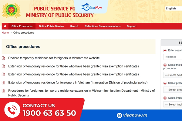 Temporary residence card procedures for foreigners