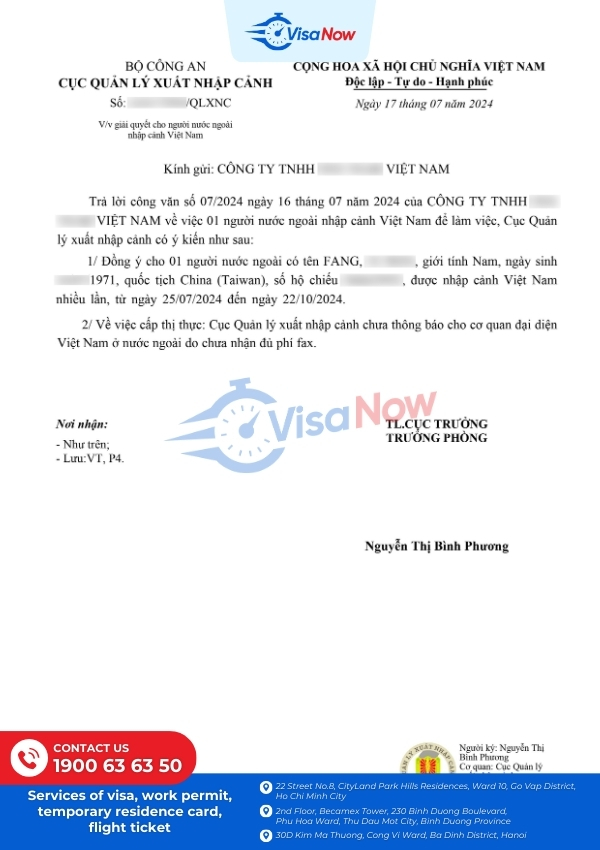 Vietnam approval letter service